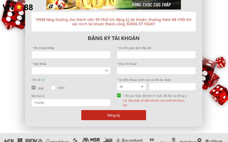 Hướng dẫn đăng ký tài khoản VN88